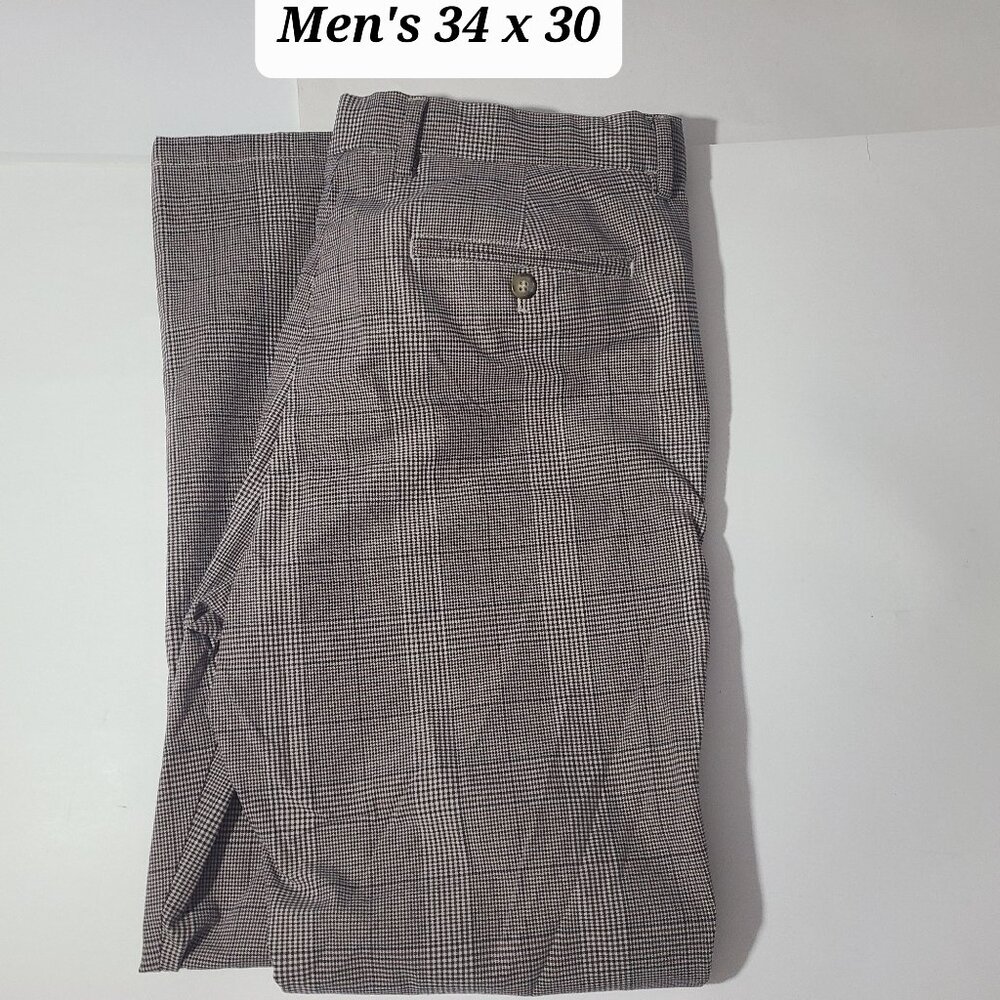 Old Navy Ultimate Slim Fit Stretch Plaid/Check Men's Pants Size 34 x 30 VGUC